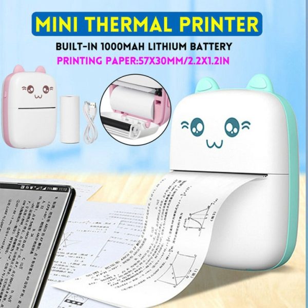 Inkless Rechargeable Cat Thermal Printer aaa