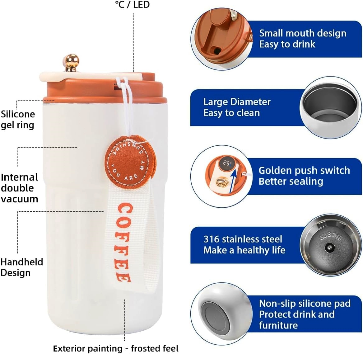 Vacuum Insulated Coffee Mug with Temperature Display 1